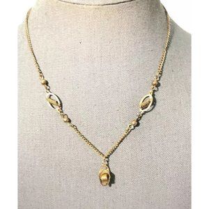 Women’s 16” Gold Tone Chain Necklace W/ Knot Charm Accents. Unique Fashion.